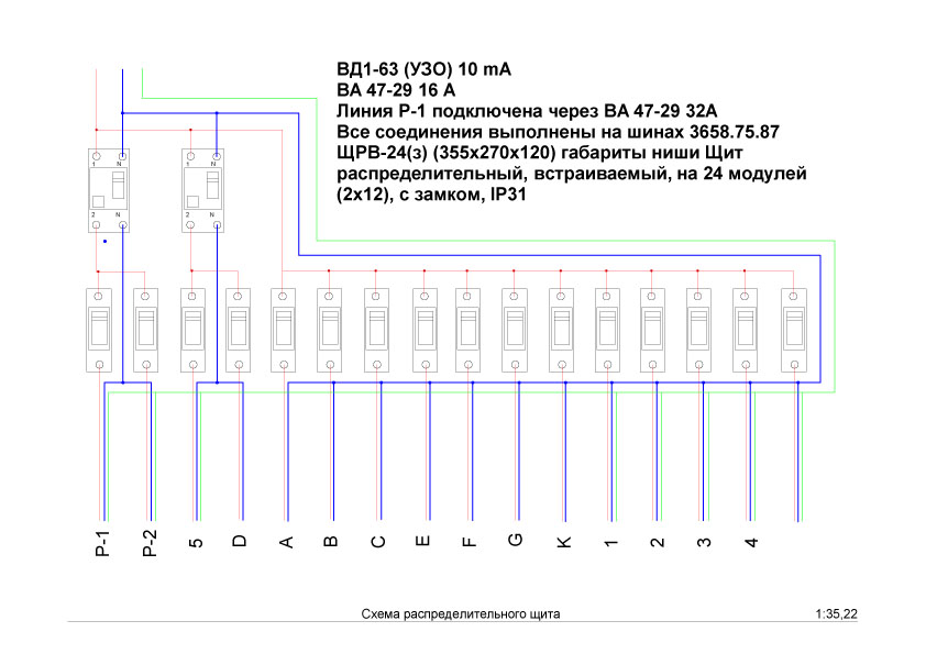 Схема распределительного щита