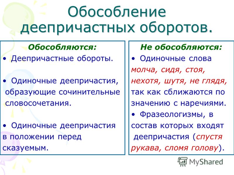 Обособление обстоятельств схема