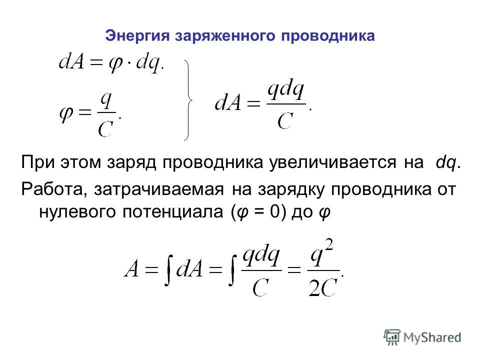 Энергия заряженного конденсатора кратко