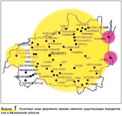 Карта покрытия цифрового телевидения владимирской области