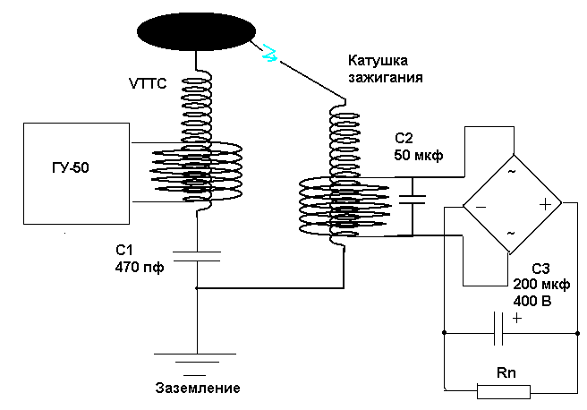 Схема катушки тесла