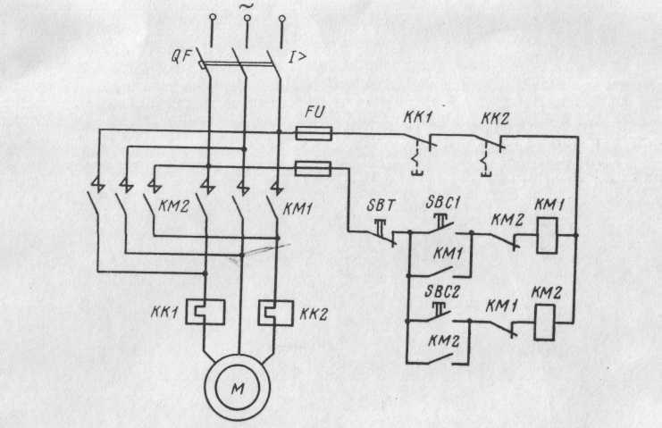 Схема реверсивный пуск асинхронного двигателя с кз ротором