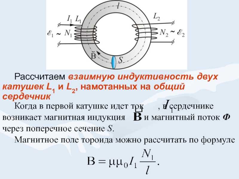 Индукция кольца. Индуктивность катушки формула. Индуктивность кольцевой катушки формула. Индуктивность обмотки катушки формула. Взаимная Индуктивность катушек через индуктивности.