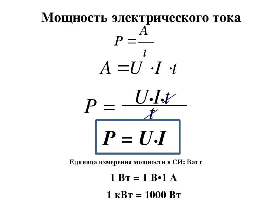 Формула мощности эл тока