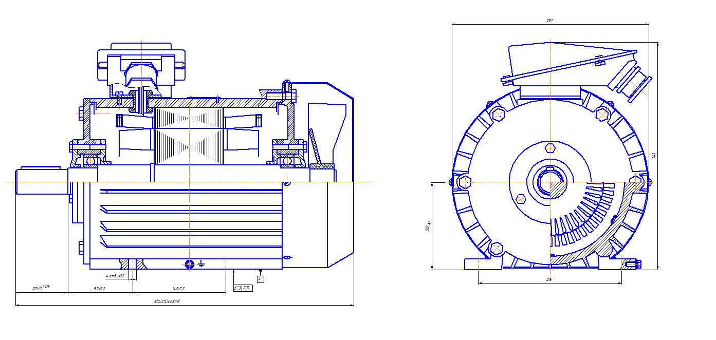 Чертеж электрического двигателя
