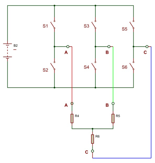 3 Phase Inverter Circuit using Switches