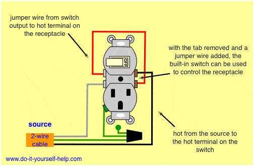 wiring diagram for an outlet switch combo to control itself
