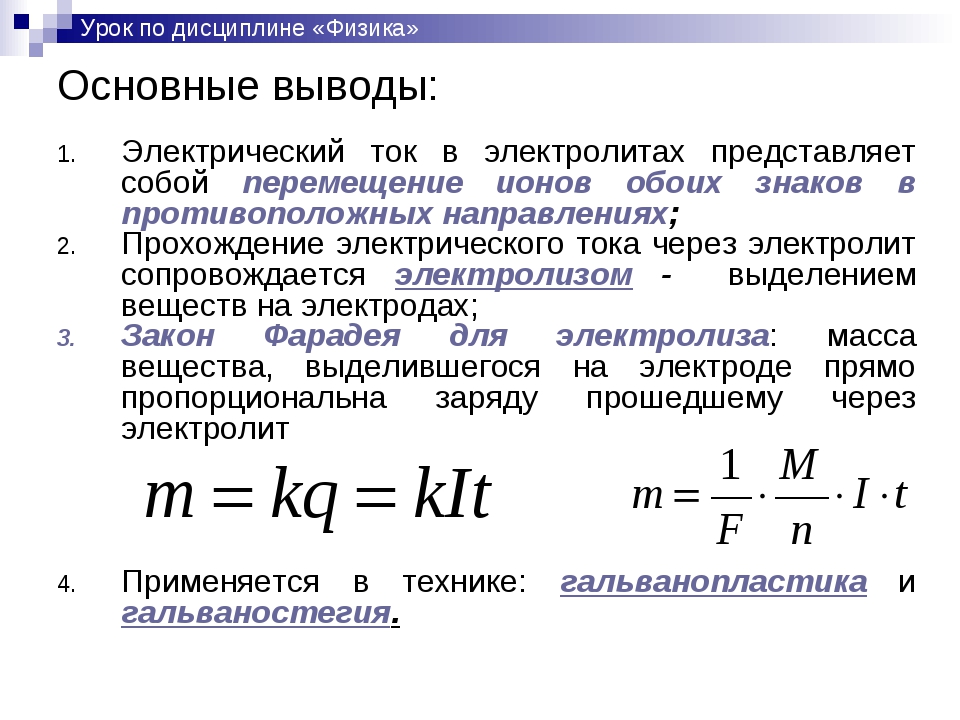 Закон электролиза презентация