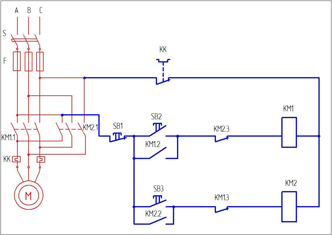 Схема магнитного пускателя реверсивного магнитного пускателя