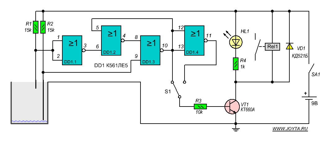Контроллер уровня воды своими руками схема на 555