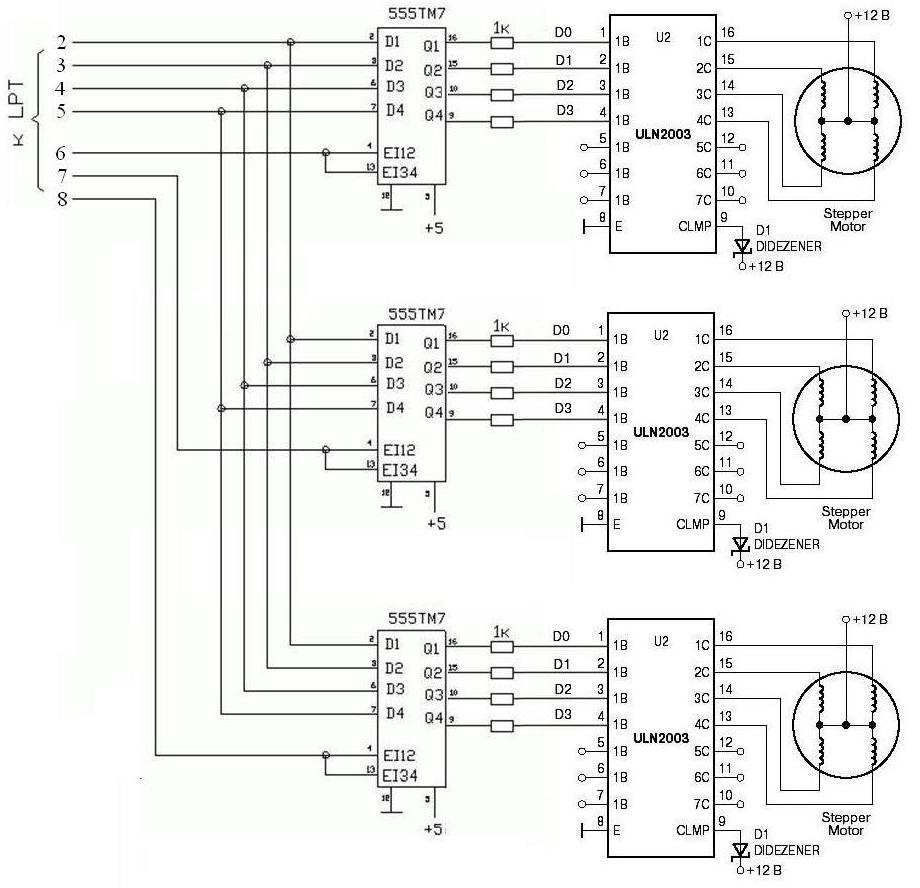 Принципиальная электрическая схема шагового двигателя