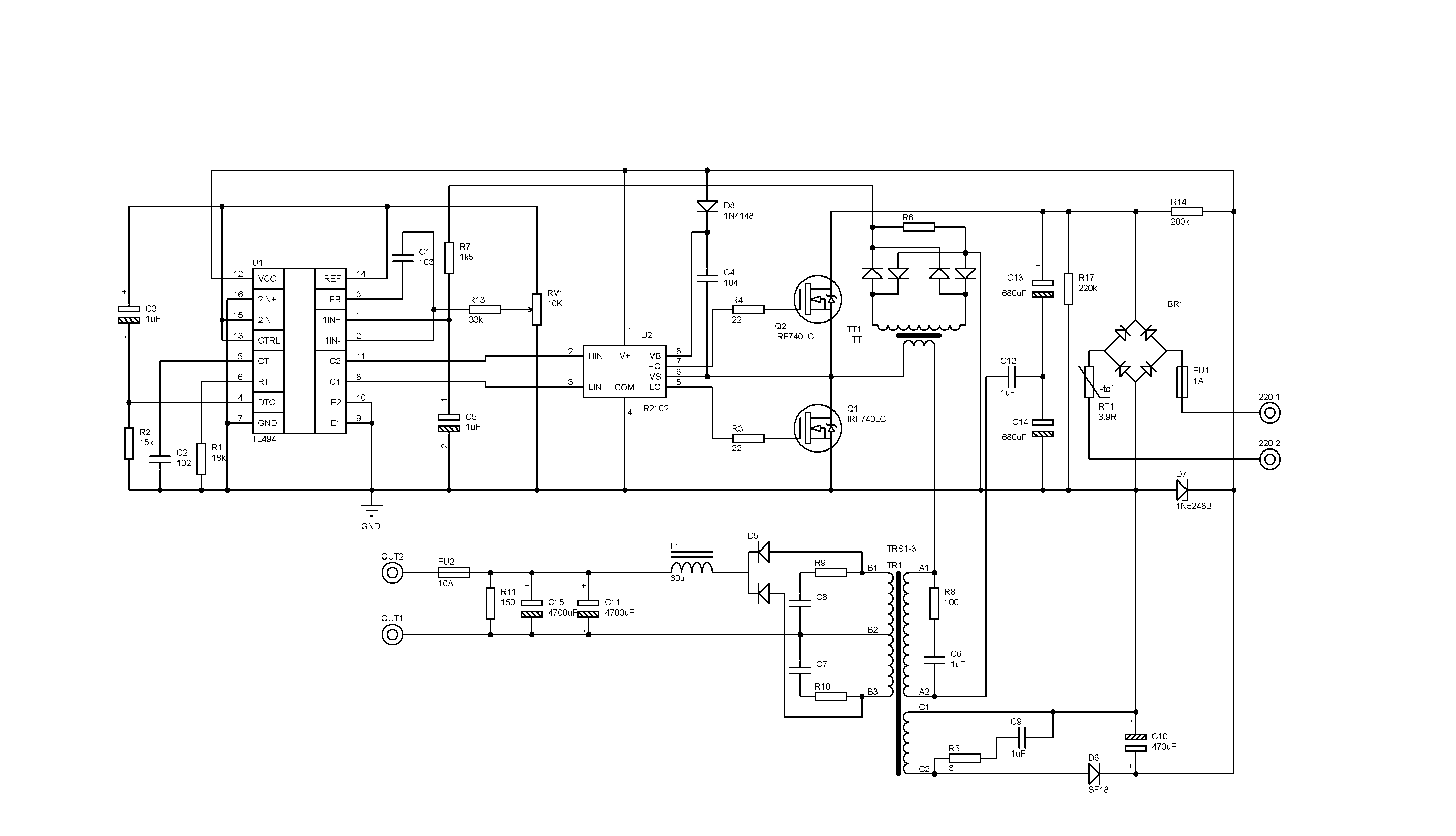 Ir2156s схема блока питания