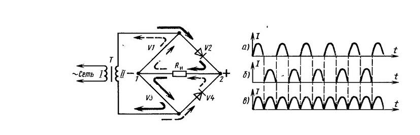 Двухполупериодный выпрямитель схема и принцип работы