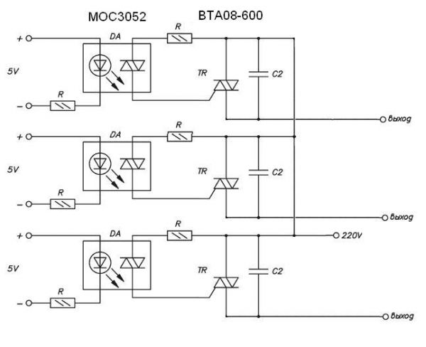 Тиристорная оптопара схема