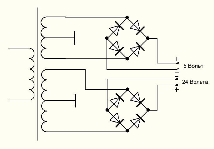 Выпрямитель на двух диодах схема