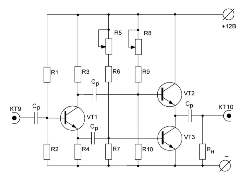 Усилитель на двух транзисторах схема