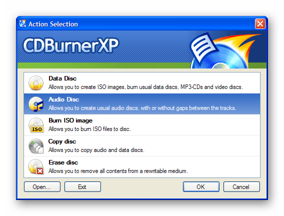 Использование программы CDBurnerXP для записи музыки на диск