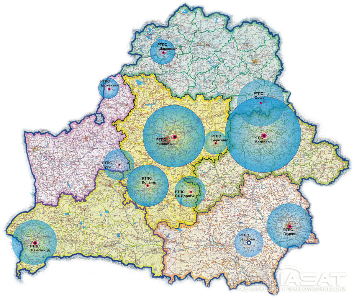 Карта покрытия цифрового телевидения в беларуси
