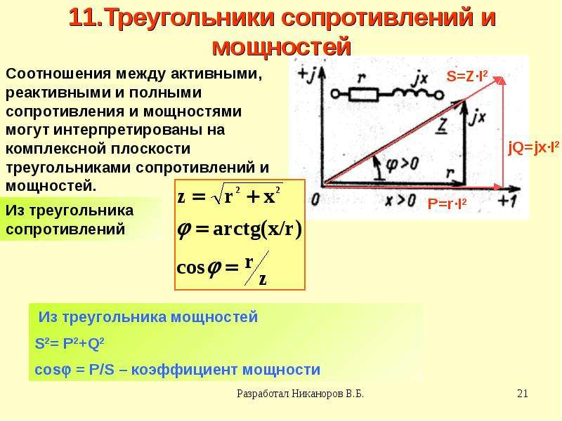 Связь активна. Треугольники напряжений сопротивлений и мощностей. Треугольник токов проводимостей и мощностей. Треугольник мощностей катушки индуктивности.