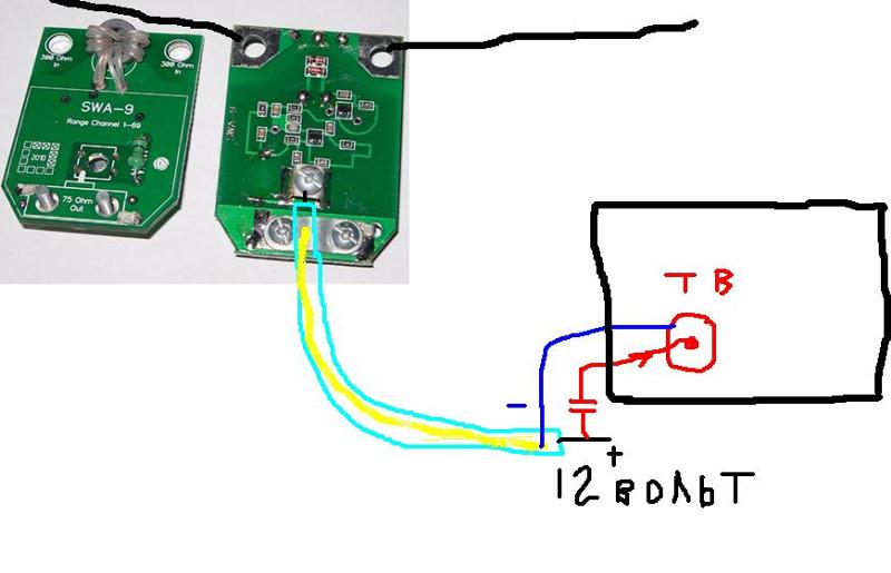 Как к антенне подсоединить блок питания к