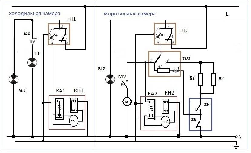 Электрическая схема холодильника атлант с двумя компрессорами