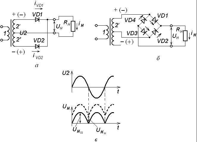Двухполупериодный выпрямитель схема и принцип работы