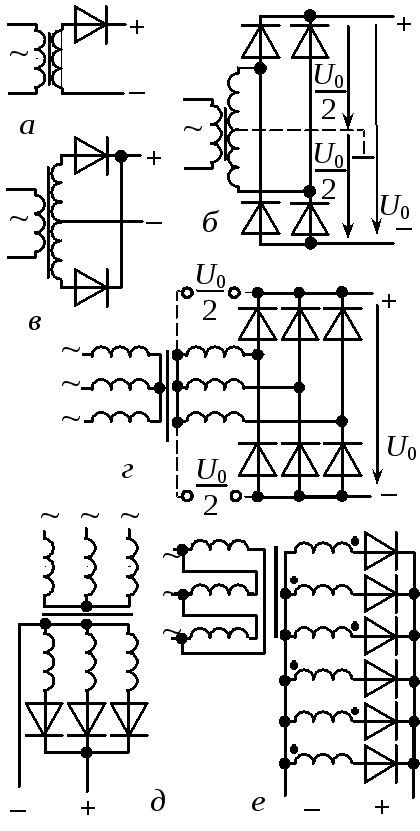 Трехфазная двухполупериодная схема выпрямления