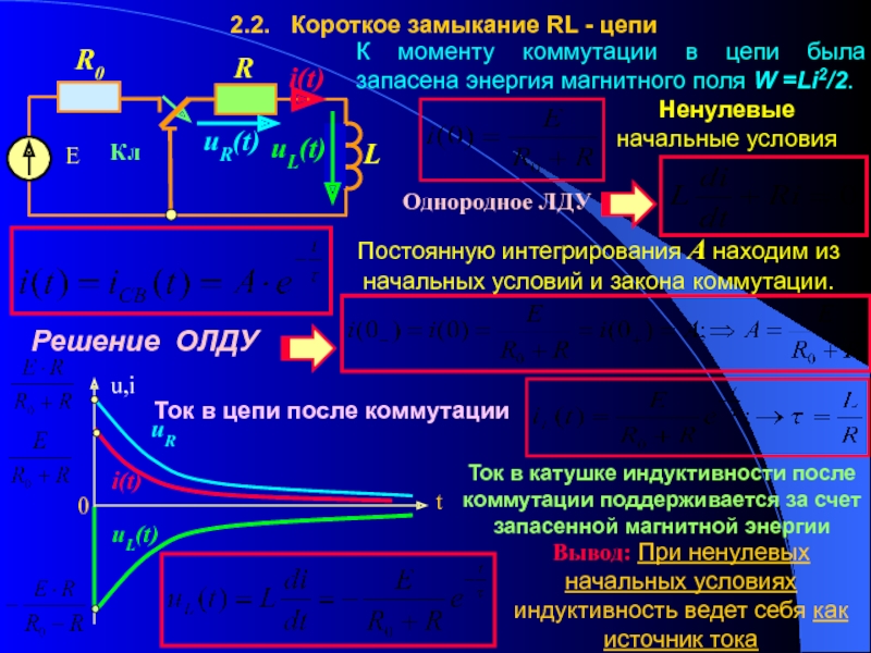 Короткое замыкание в цепи. Условие короткого замыкания. Короткое замыкание RL цепи. Постоянная времени RL цепи. Режим короткого замыкания в цепи.