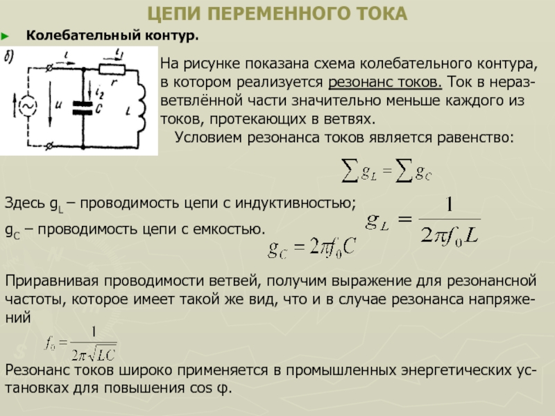 Резонанс в колебательном контуре