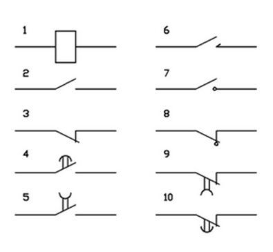 Нормально разомкнутый контакт обозначение на схеме