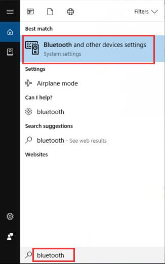 find bluetooth settings
