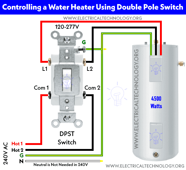 How to Control Water Heater using double-pole Switch