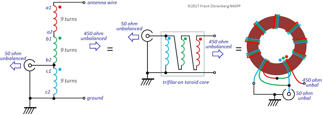 Трансформатор 1 50. Трансформатор балун 1 к 1. Схема согласующего трансформатора для антенны. Антенна long wire с балуном 9:1. Трансформатор балун 1 к 9.