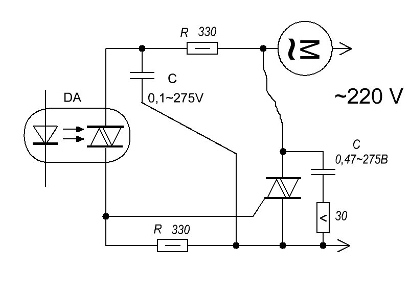 Схемы управления симисторами: Схема управления симистором. Включение ...